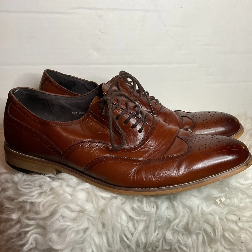 Stacy Adam’s brown leather wing tip Tie up Oxfords 11